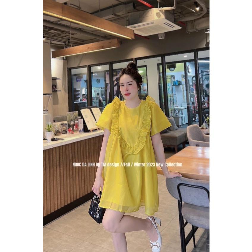 ĐẦM ĐI CHƠI, ĐẦM BABYDOLL CỔ TRÒN TAY NGẮN THIẾT KẾ BÈO CHẤT TƠ 2 LỚP CỰC IU