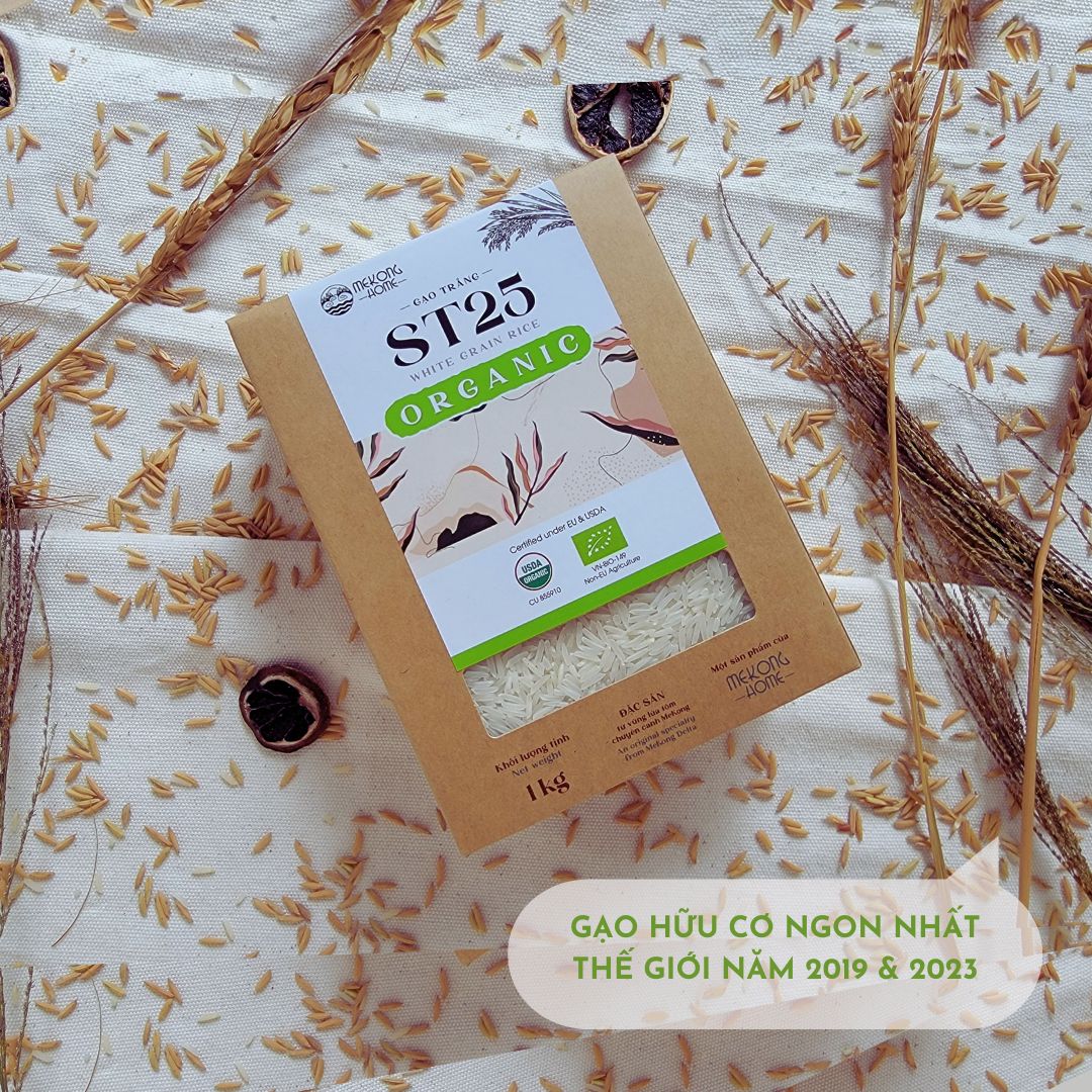 Gạo ST25 100% Organic, gạo chuẩn vị, dẻo, thơm tự nhiên, mùi ngọt nhẹ - 1kg