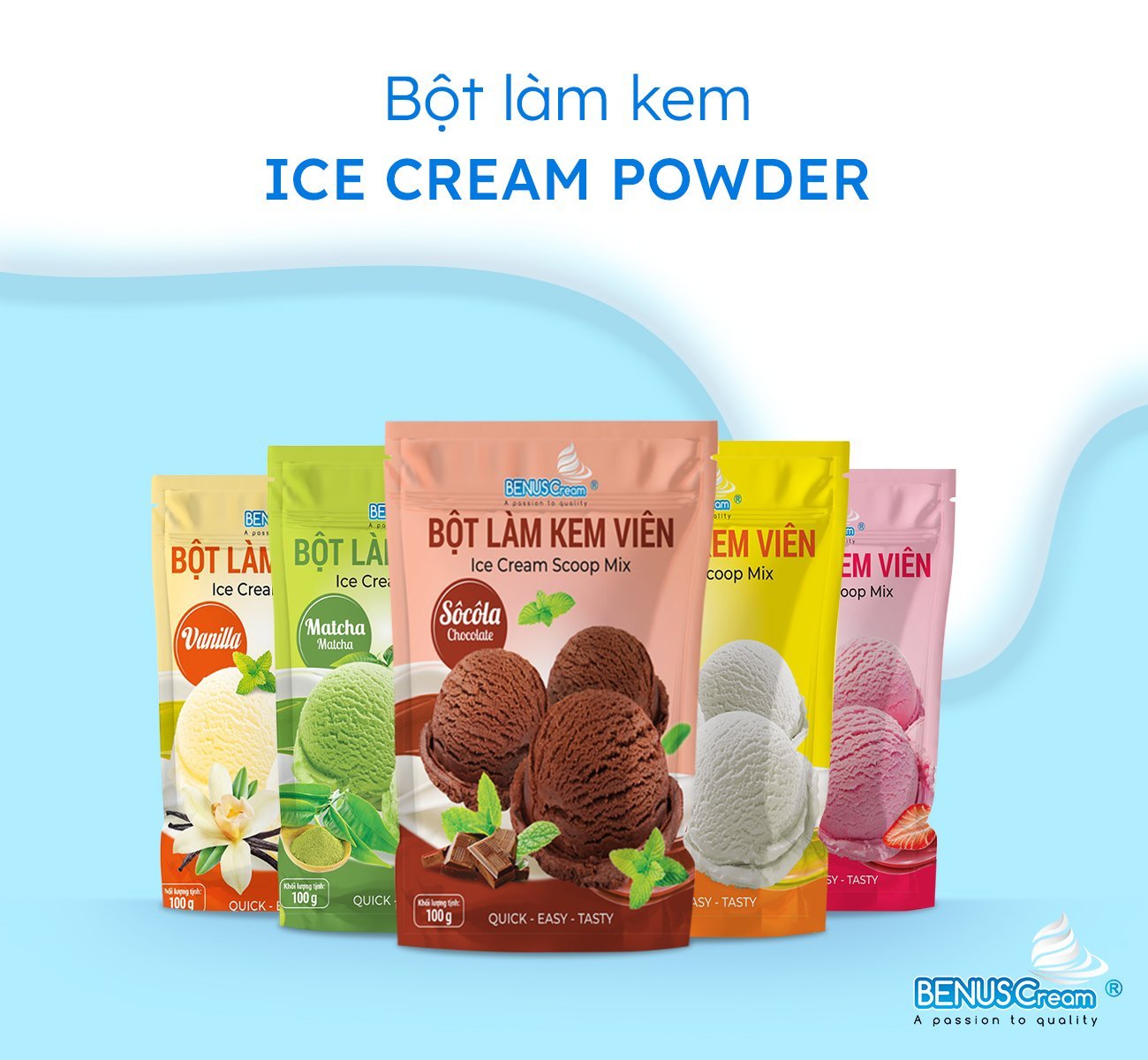 Bột Làm Kem Viên benuscream túi 100gram