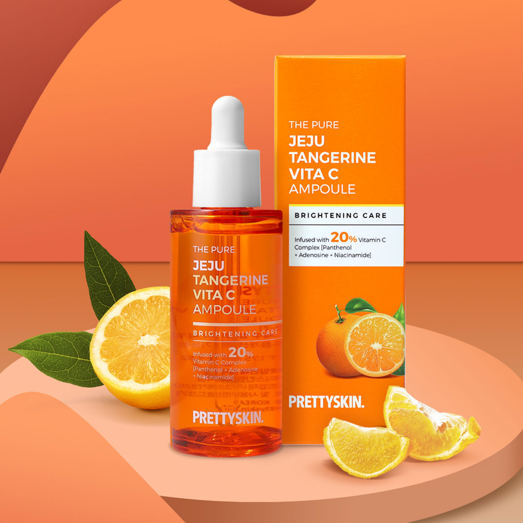 Tinh Chất Serum Dưỡng Trắng Da Phục Hồi Pretty Skin Hàn Quốc The Pure Jeju Tangerine Vita C Cấp ẩm chuyên sâu