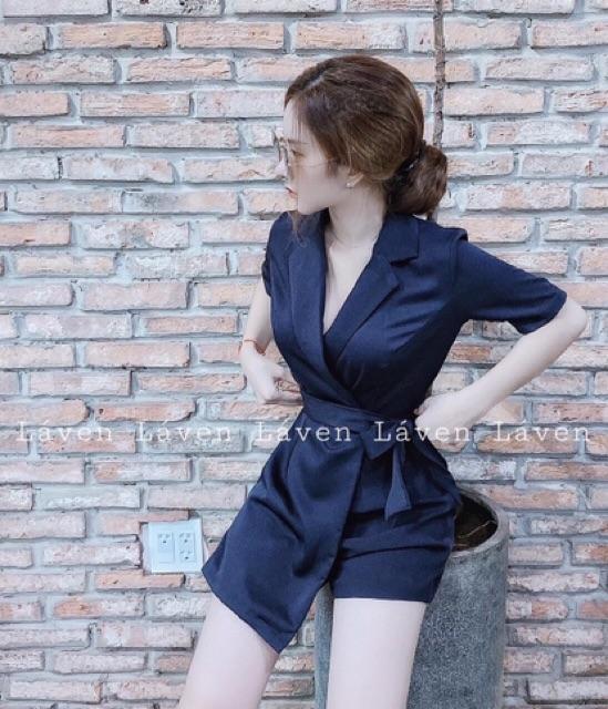 Jum cổ vest cột nơ eo