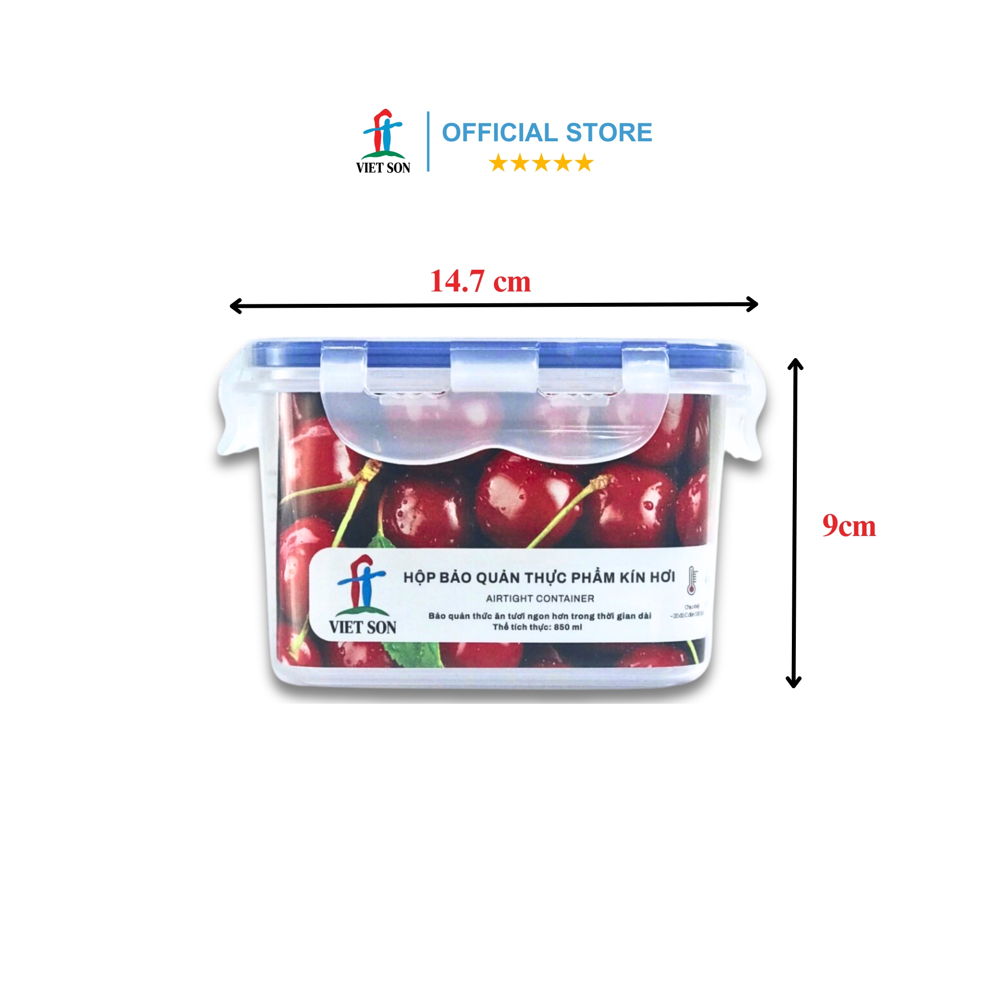 [TẶNG KHAY RÁO NƯỚC] Bộ 2 Hộp Đựng Thực Phẩm  VIETSON 850ml Nắp Khóa 4 Cạnh Kín Hơi
