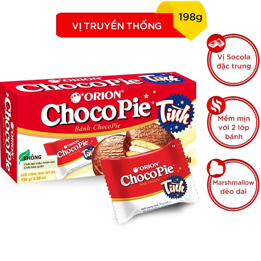 Hộp 6 gói bánh Orion CHOCOPIE TÌNH vị truyền thống (198G)