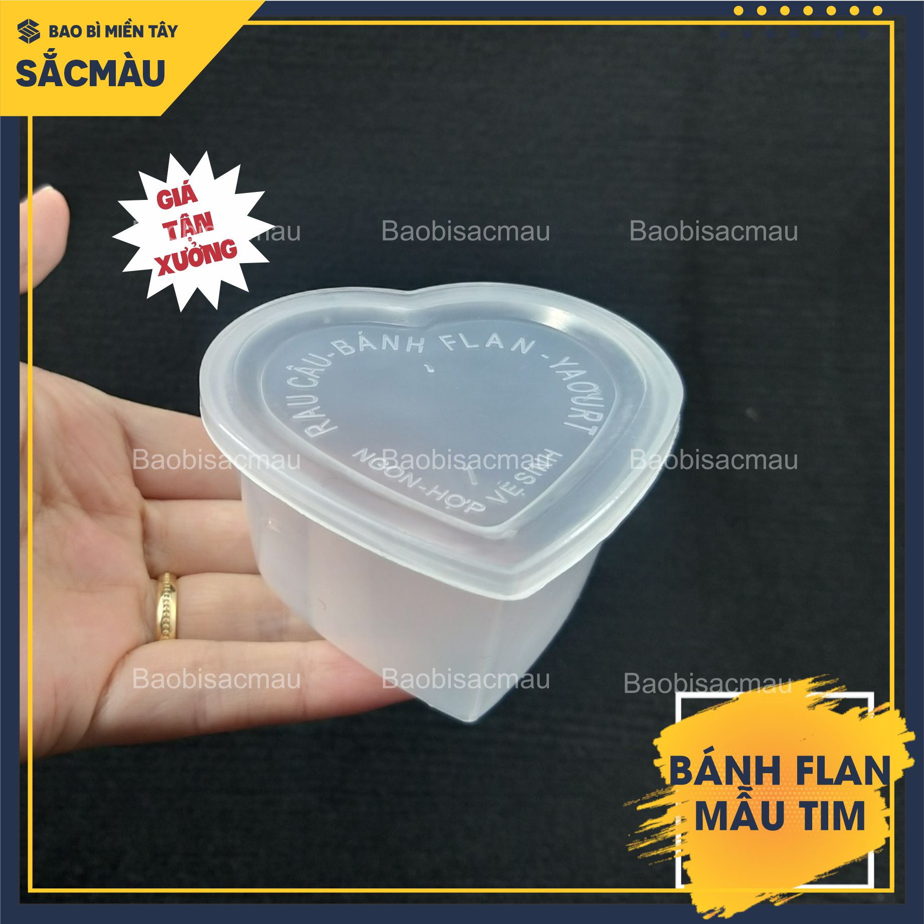 50 Khuôn nhựa làm bánh flan, rau câu, bánh da lợn hình trái tim kèm nắp đẹp mắt