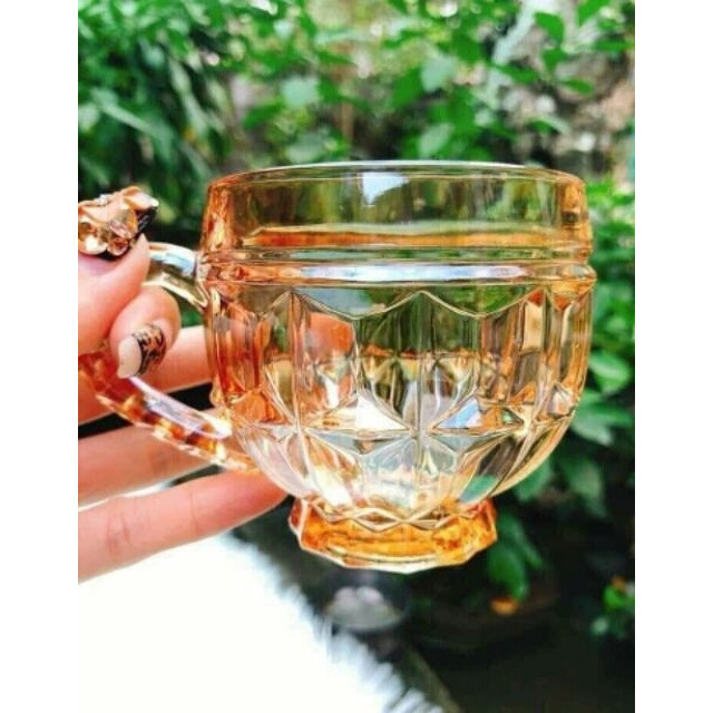 Bộ 6 cốc thuỷ tinh vàng bóng