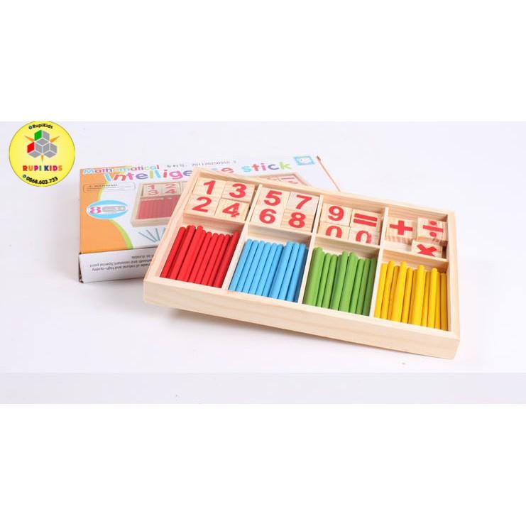 Đồ chơi gỗ - Bộ que tính gỗ học toán