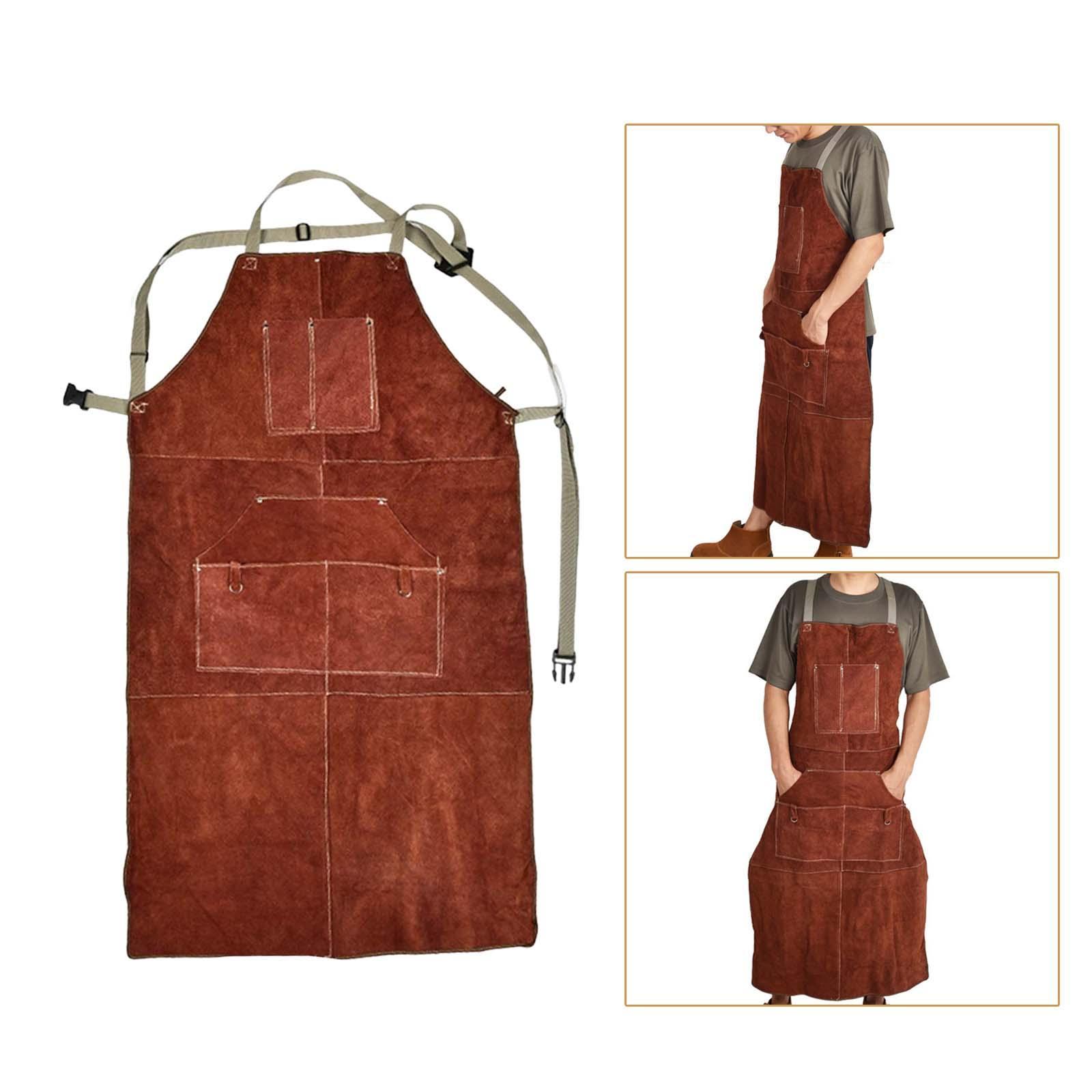 Adjustable Leather Welding Apron BBQ Apron Welding Work Apron for Shop BBQ