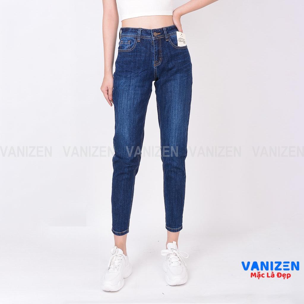 Quần Jean Nữ Boyfriend Trơn Cạp Cao co dãn Shop VANIZEN, Quần jean nữ baggy lưng cao mã 371