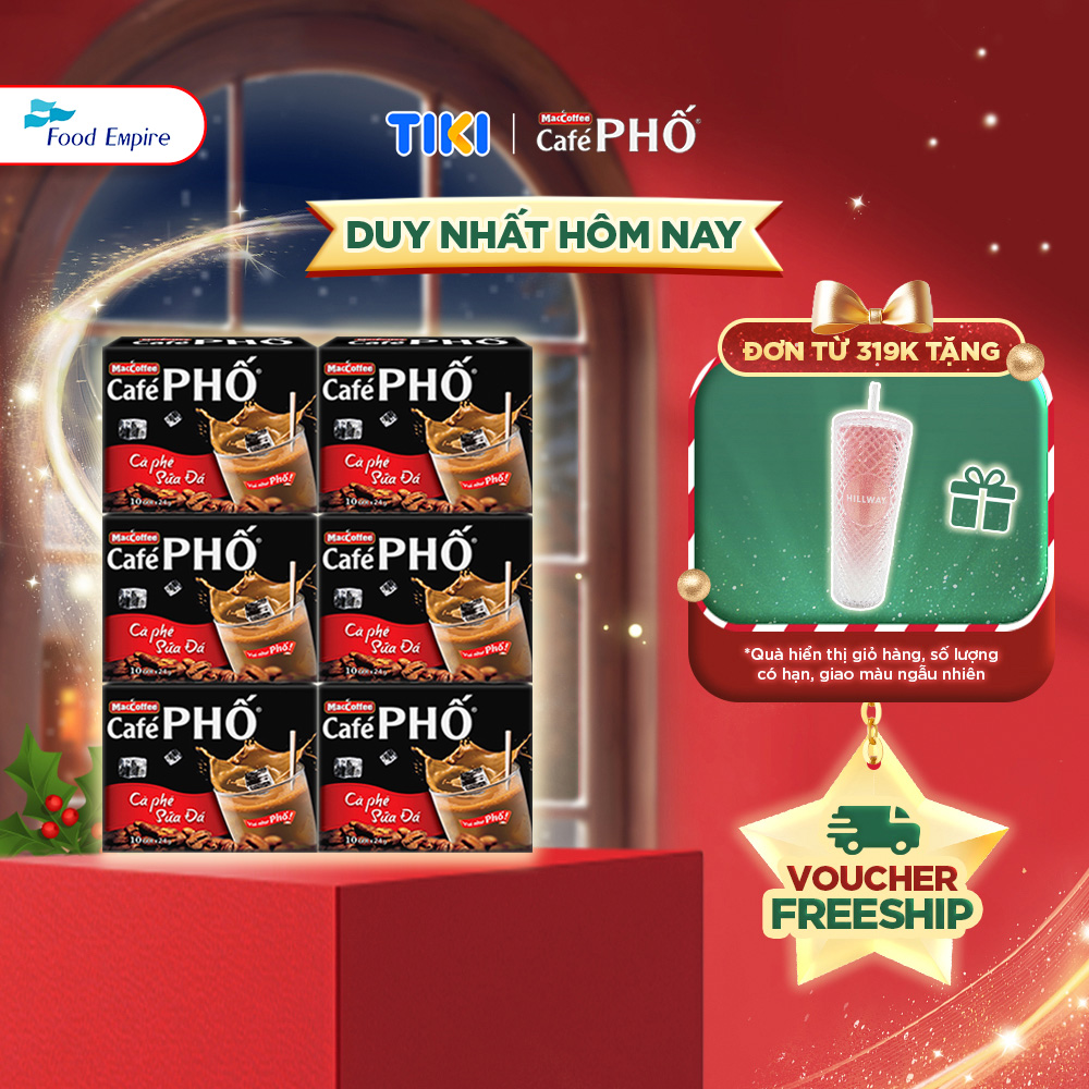 Combo 6 hộp Cà phê phố Sữa Đá - Maccoffee (hộp 10 gói x 24g)