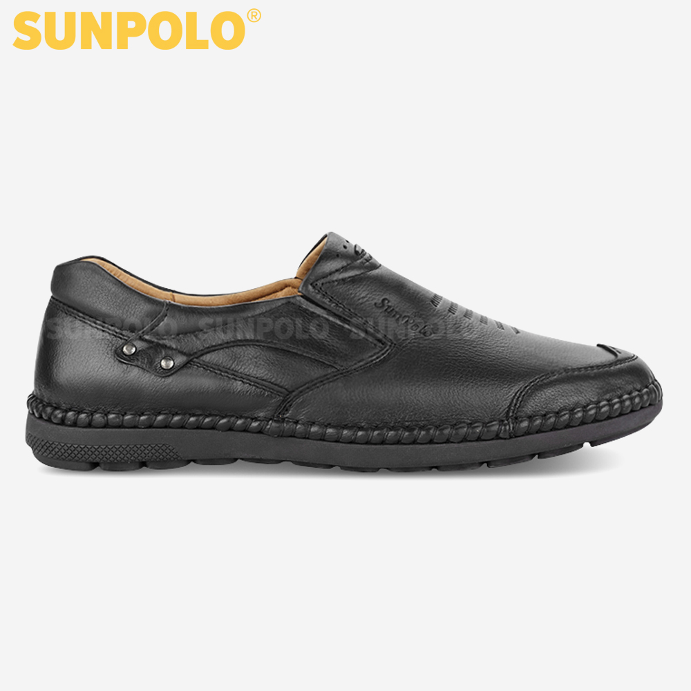 Giày Mọi Nam Da Bò Cao Cấp SUNPOLO LSU007 Có size 45,46 (Đen, Nâu)