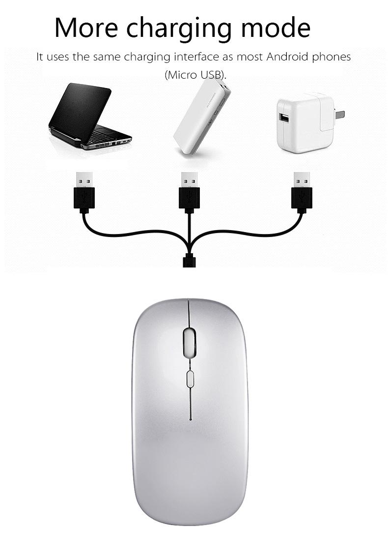 Chuột Không Dây 2.4G Cực Silent Mouse Chuột Sạc Di Động USB Mice1600DPI Silent Chuột Wirless Dành Cho Máy Tính Laptop