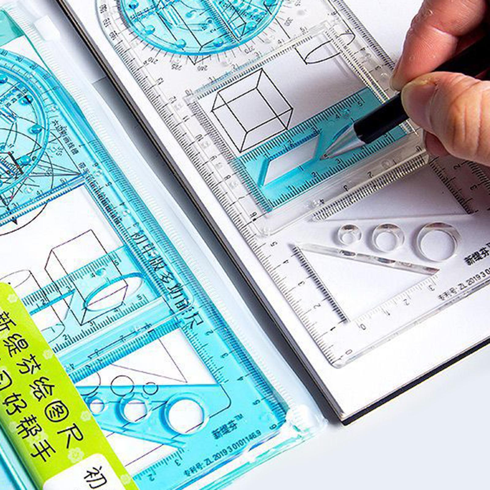 Multifunctional Geometric Ruler Supplies Office Mathematics Drawing Template