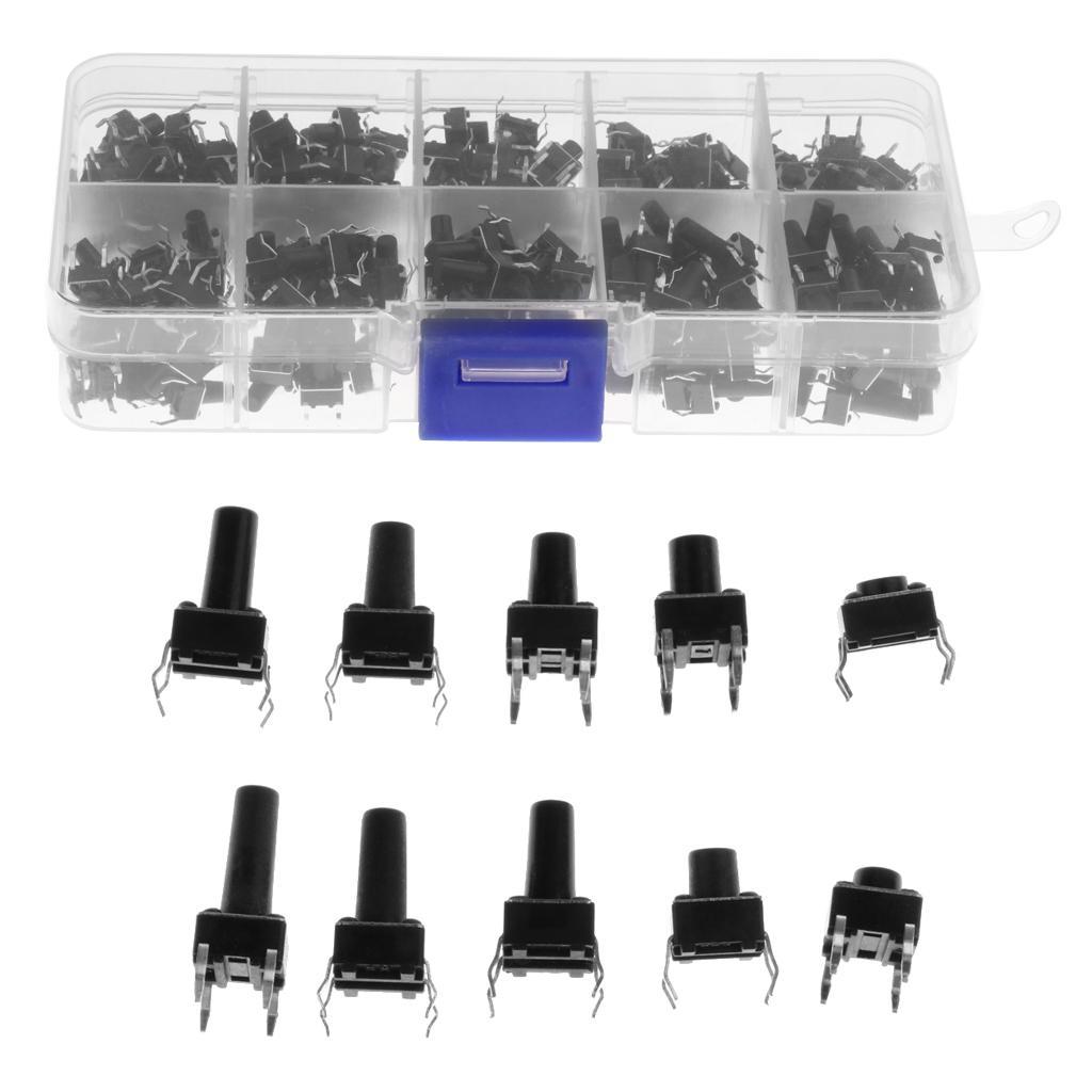 200Pcs/lot 6x6mm Tactile Push Button Switch Micro Momentary Assortment Parts