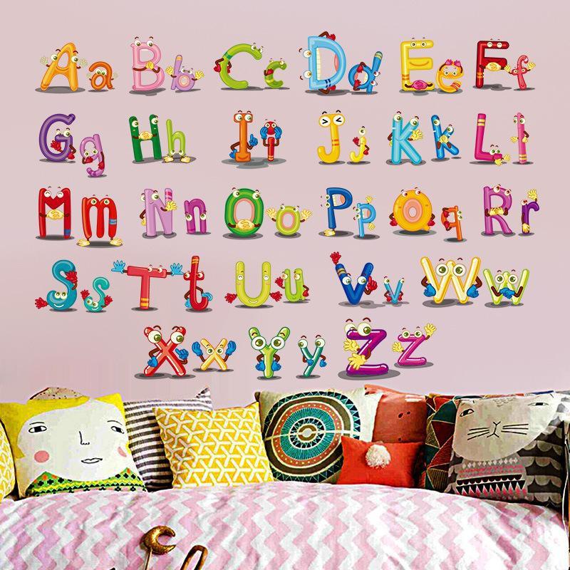 Decal dán tường Bảng chữ cái mắt 01