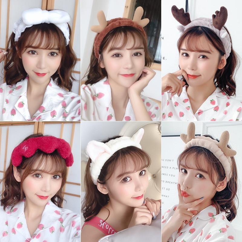 Băng đô thun rửa mặt tai mèo thỏ gấu sừng hươu nai Hàn Quốc dễ thương nữ iLita bờm cài tóc makeup, trang điểm