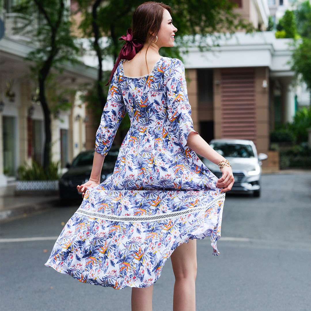Đầm Hoa Cao Cấp Đầm Đuôi Cá Đẹp Thời trang thiết kế Hity DRE123
