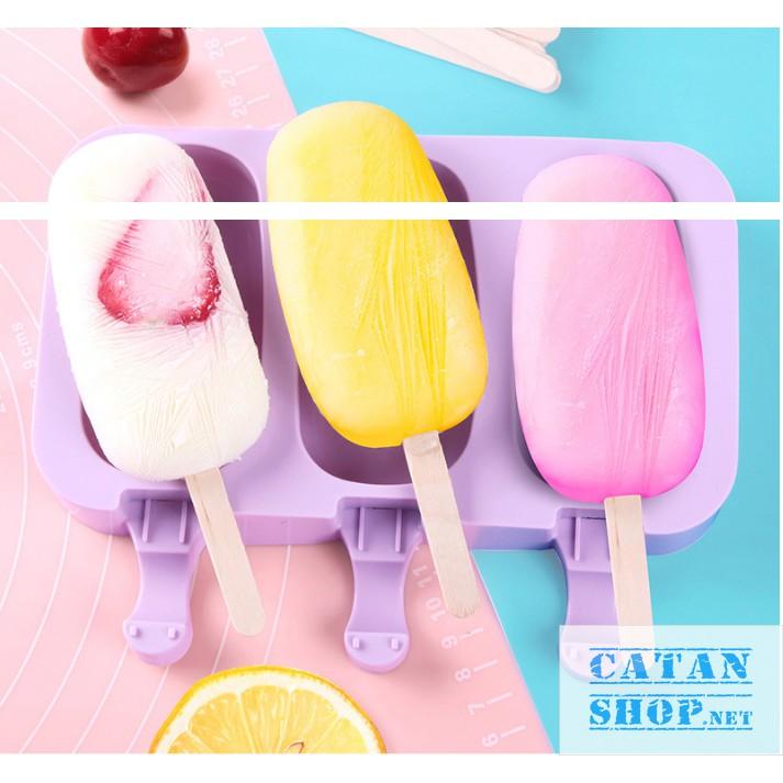 Khuôn silicon làm kem trái cây hình dáng siêu cute, đáng yêu, dễ thương tặng Kèm 50 que gỗ GD305-Khuonkem