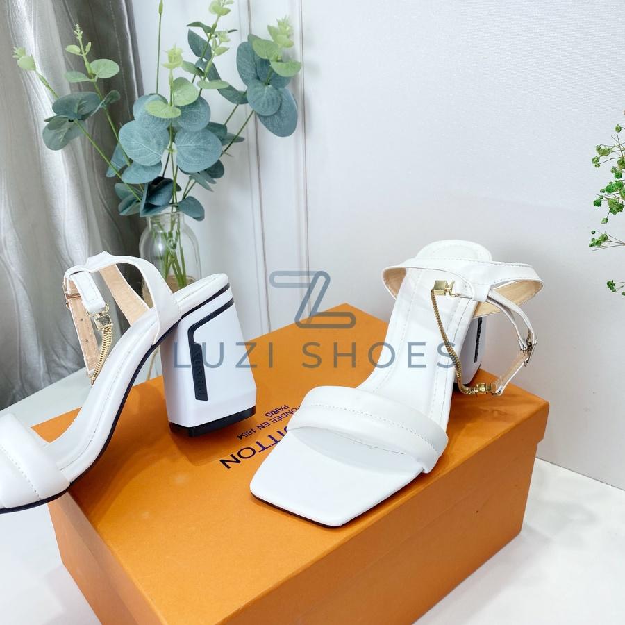 Giày cao gót nữ đế vuông 9cm, giày sandal quai ngang bản may giữa siêu hot 2022