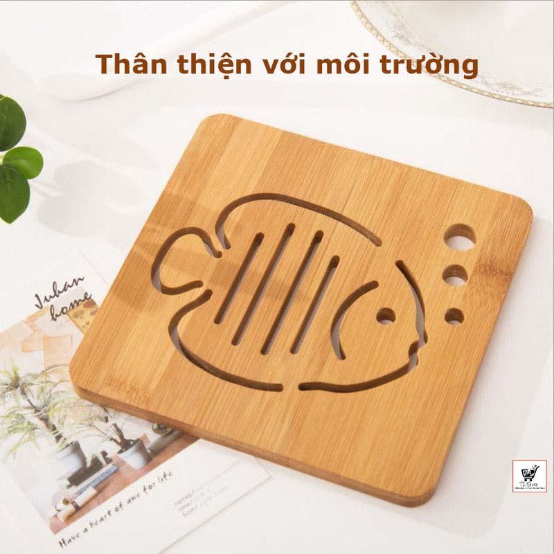 Miếng Lót Nồi, Lót Ly Cốc Bằng Gỗ Cách Nhiệt Sang Trọng Loại có đệm Lót Đế Chống Trượt Hàng Dầy Không Gãy