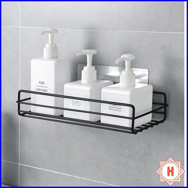 Kệ sắt chữ nhật để đồ nhà tắm, phòng bếp dán tường siêu chắc. Kệ để gia vị inox đa năng