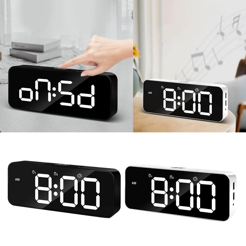 2pcs Digital Alarm Clock LED Display with Dual USB Charger Port Easy Snooze