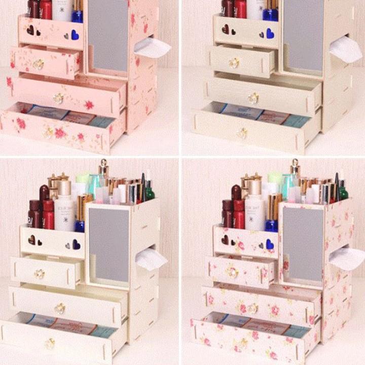 KỆ ĐỰNG MỸ PHẨM 4 NGĂN CÓ GƯƠNG
