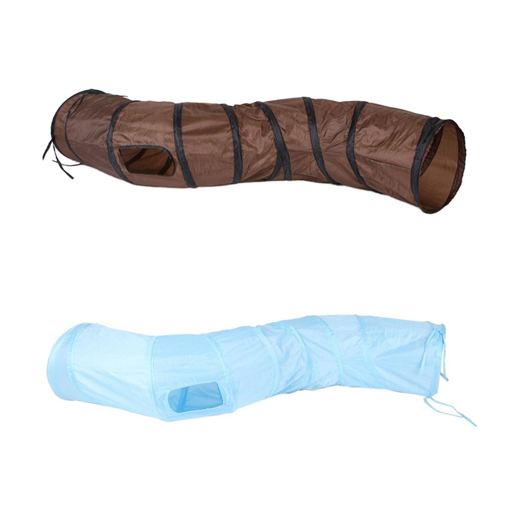 Collapsible S Shape Crinkle Cat Toy Tube for Cats Dogs Rabbit Hamster Blue