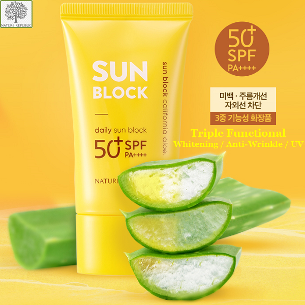 Kem chống nắng nâng tone tự nhiên Nature Republic California Aloe Daily Sun Block SPF50+PA++++ 57ml