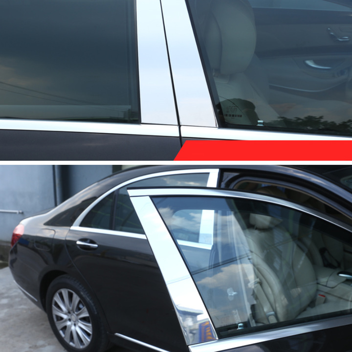 Bộ 6 thanh  và Bộ 4 thanh nẹp  cột B cánh cửa xe ô tô Maybach, Mercedes dòng S-Class đời từ 2014-2020