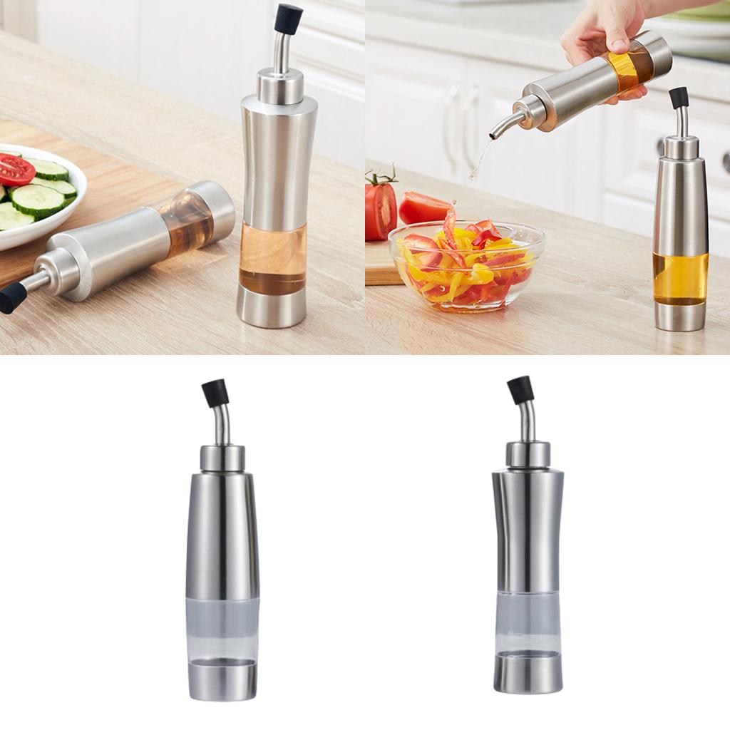1pc Oil And Vinegar Clear Dispenser Cruet Bottle Stainless Steel 150ml A