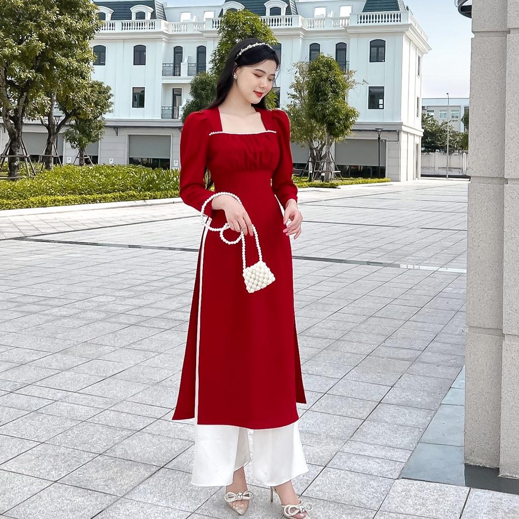Áo dài cách tân cổ vuông siêu hot