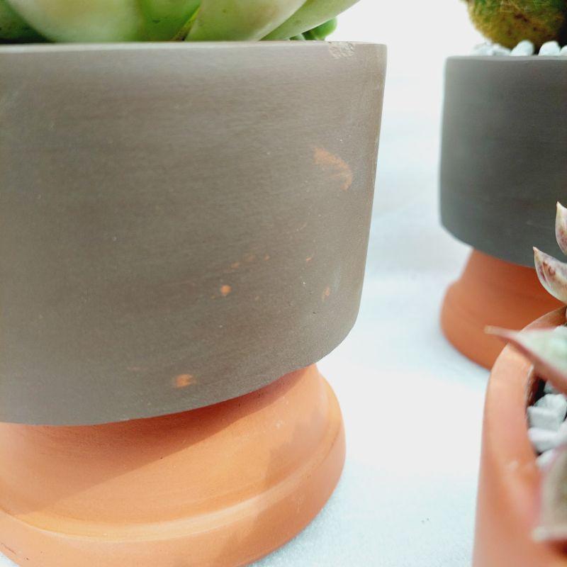 Chậu đất nung Bình Dương - Trụ lùn, miệng chậu 15cm, chiều cao 7cm