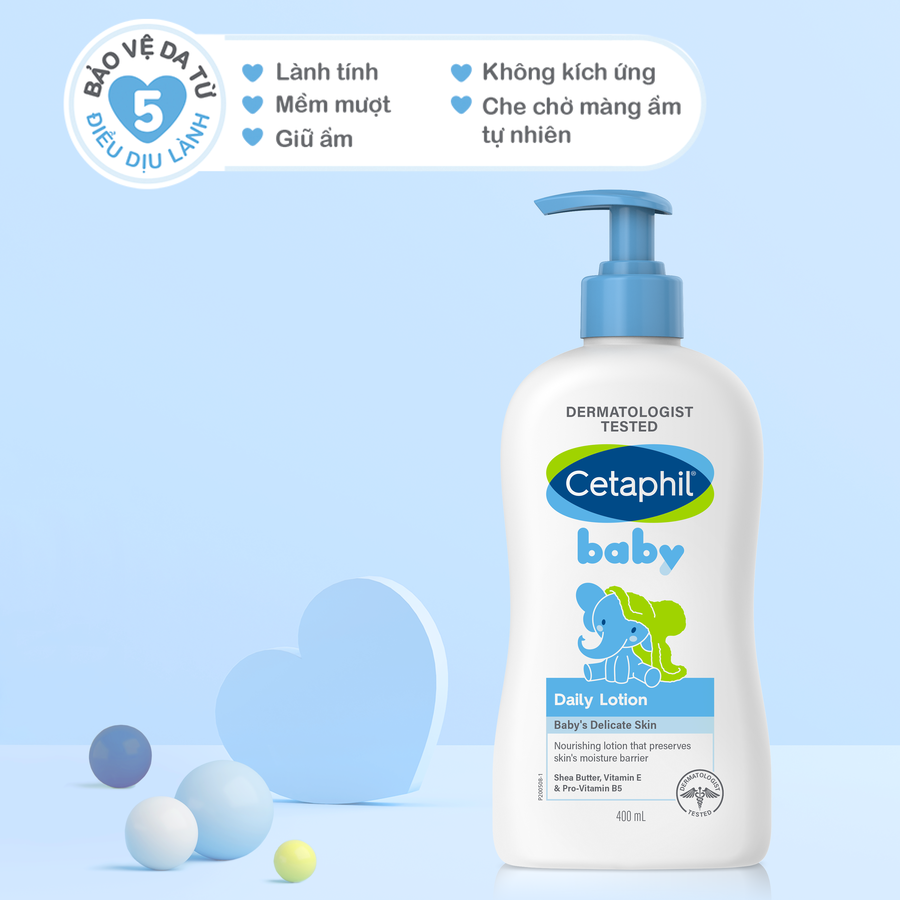 Sữa dưỡng ẩm cho bé Cetaphil Baby Daily Lotion 400ml, dịu nhẹ cung cấp độ ẩm, nuôi dưỡng làn da mềm mịn cho bé