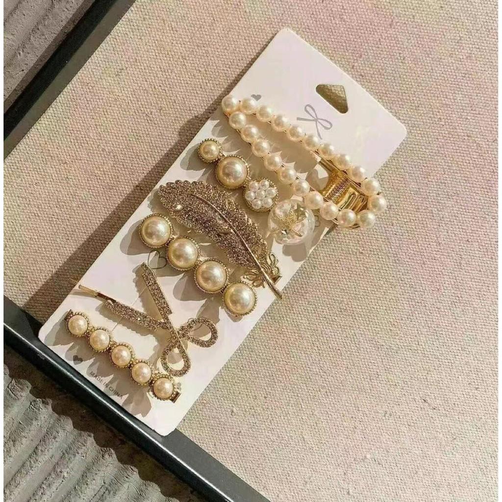 SET 6 Kẹp Tóc Ngọc trai Giả Sang Chảnh Phong Cách Hàn Quốc