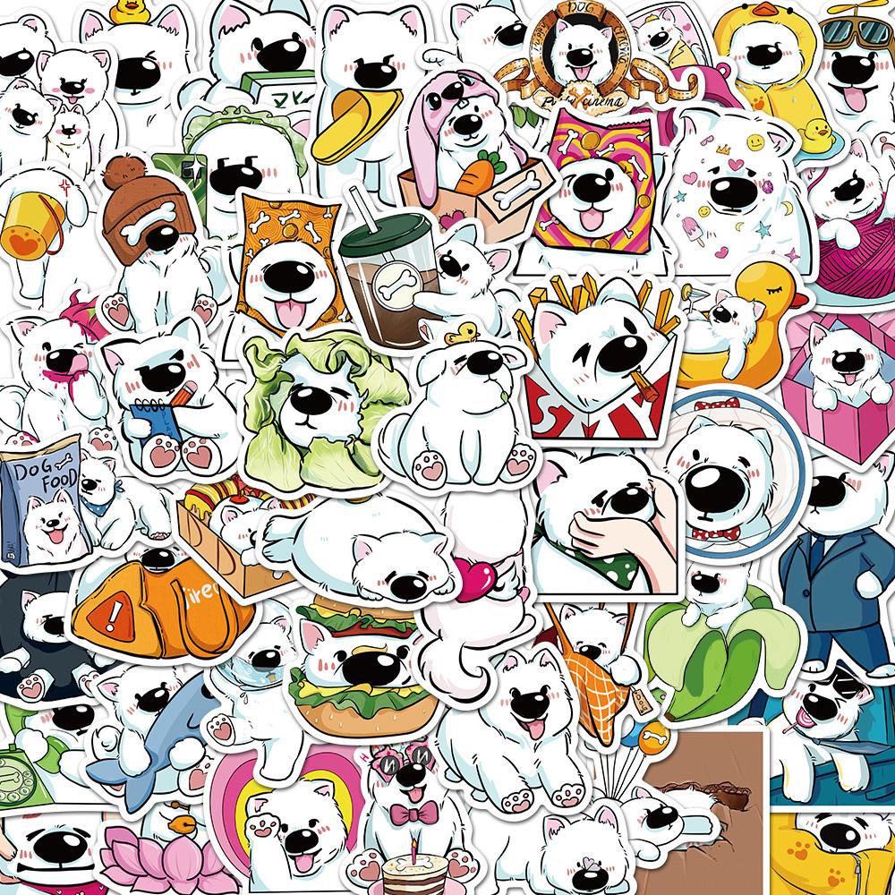 Sticker chó samoyed chibi hoạt hình cute trang trí mũ bảo hiểm,guitar,ukulele,điện thoại,sổ tay,laptop-mẫu S33