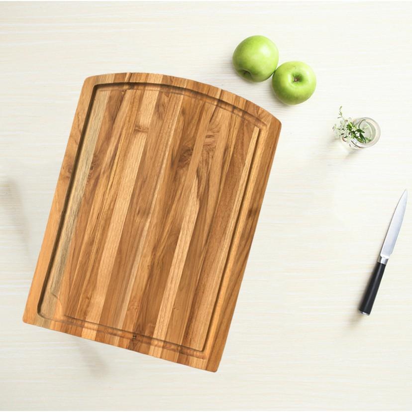 Thớt gỗ teak hình chữ nhật có rãnh có lỗ 38 x 27 CM