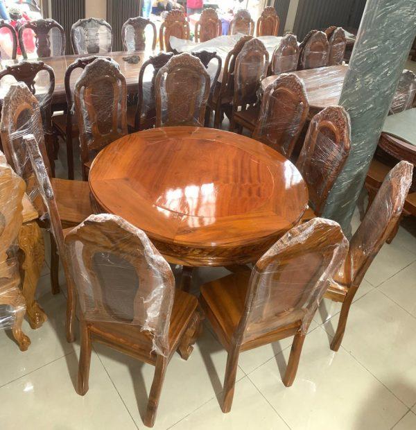 Bộ bàn ăn tròn gỗ tràm , Bàn ăn tròn cao Cấp 6 ghế và 8 ghế , bộ bàn ghế phòng ăn nhà bếp hỗ trợ trả góp không mât phí