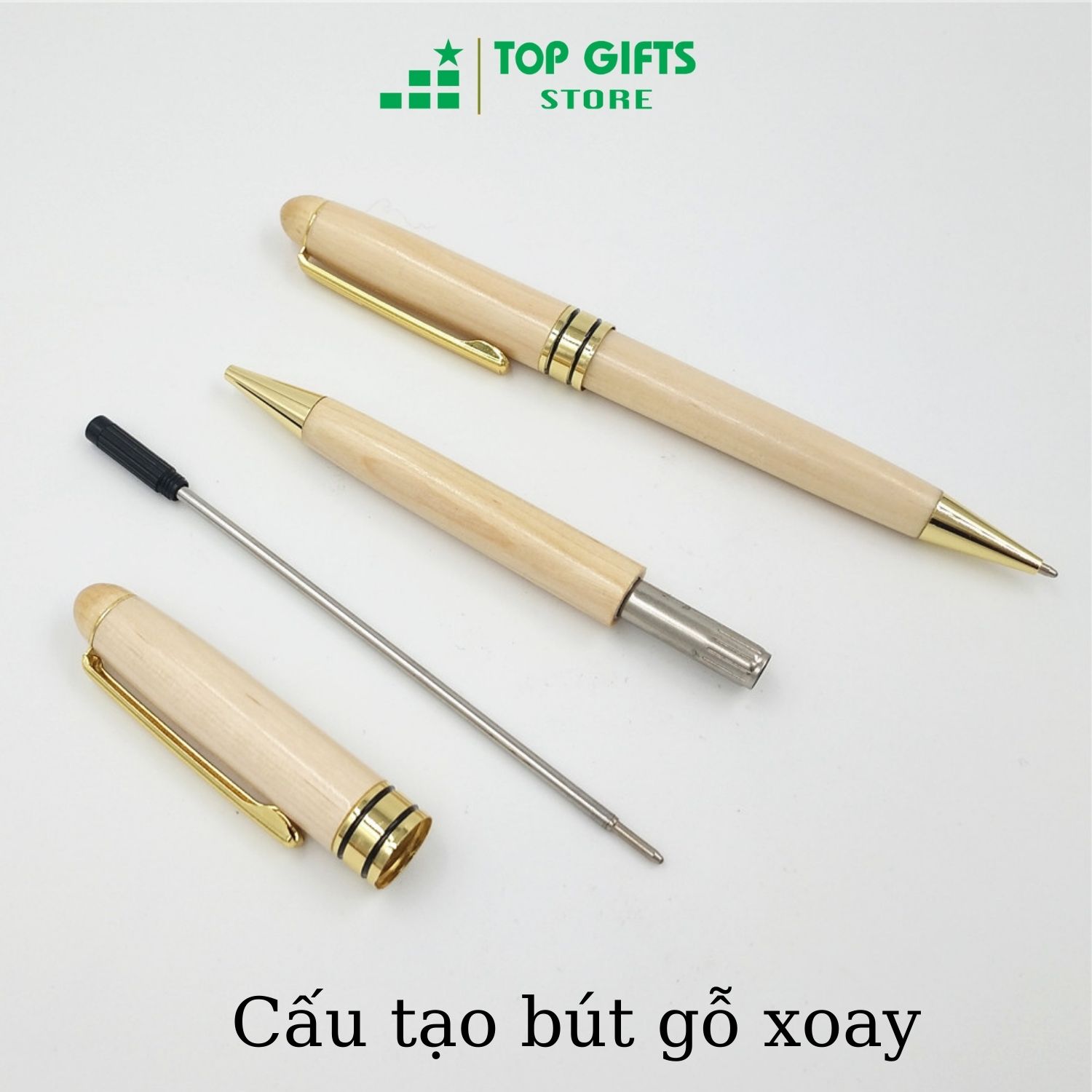 Bút ký gỗ cao cấp BG001 khắc tên theo yêu cầu - mực xanh gỗ mapple