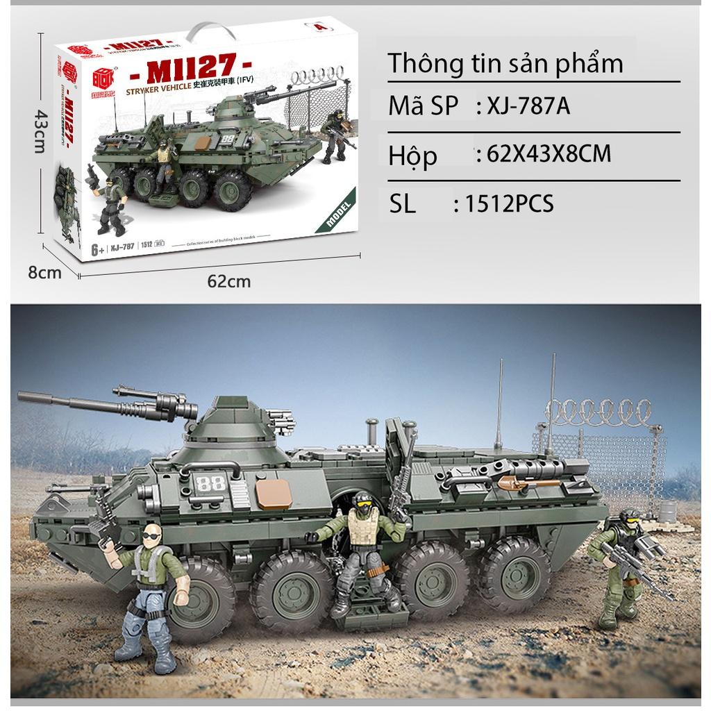 Đồ chơi Lắp ráp Xe thiết giáp M1127, Block 787A Stryker Vehicle, Xếp hình thông minh, Mô hình Quân sự