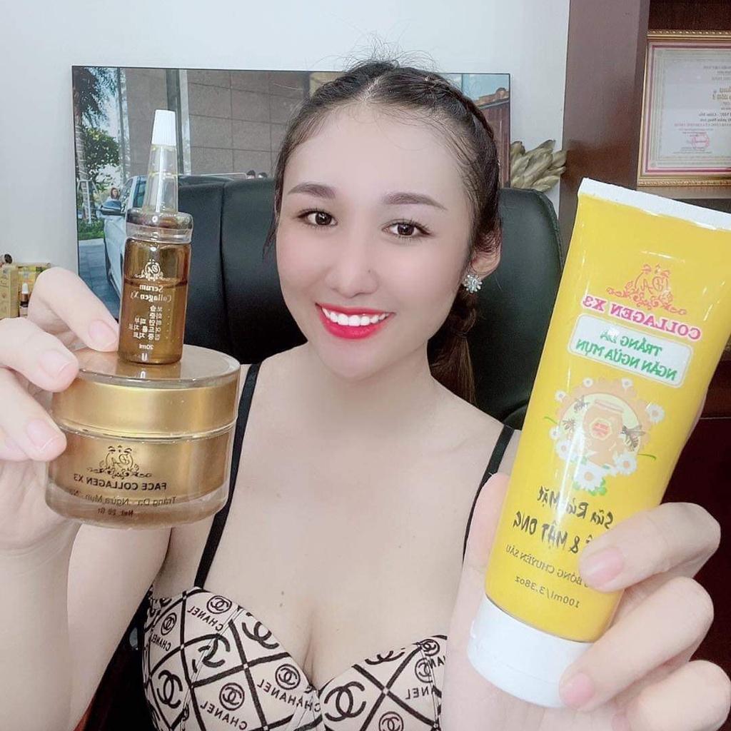 Kem Face Collagen X3 + Sữa Rửa Mặt Colagen X3