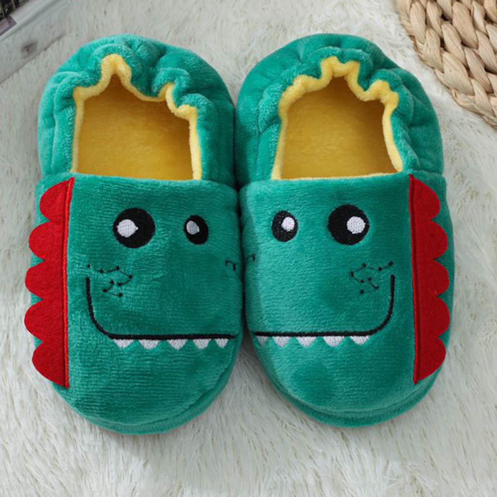 Dinosaur Shaped Slippers Soft Indoor Unisex Kids Boys Warm Shoes