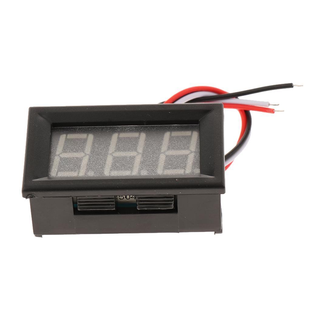 0.56 Inch LED Digital Display Voltmeter, 3 Wire 3-Digit Green LED Panel, DC 0-100V for Car Motor Auto