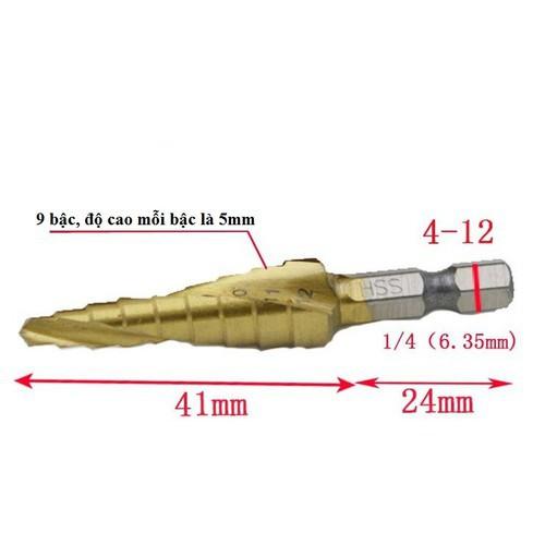 Bộ 3 Mũi Khoan Bước Từ 4-32mm Phủ Titanium; Bộ Khoan Tháp Xoắn; Bộ 3 mũi khoan tháp xoắn ốc