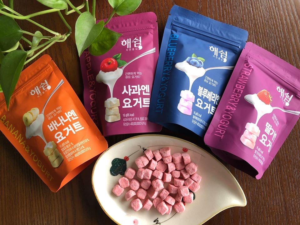 Combo 4 vị Sữa chua sấy lạnh Haeswim Hàn Quốc cho bé - Vị Việt Quất, Chuối, Táo, Dâu