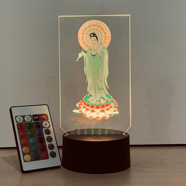 Hình Quan Âm Bồ Tát in Mica đèn Led 3d, hình thờ quan âm Led-03