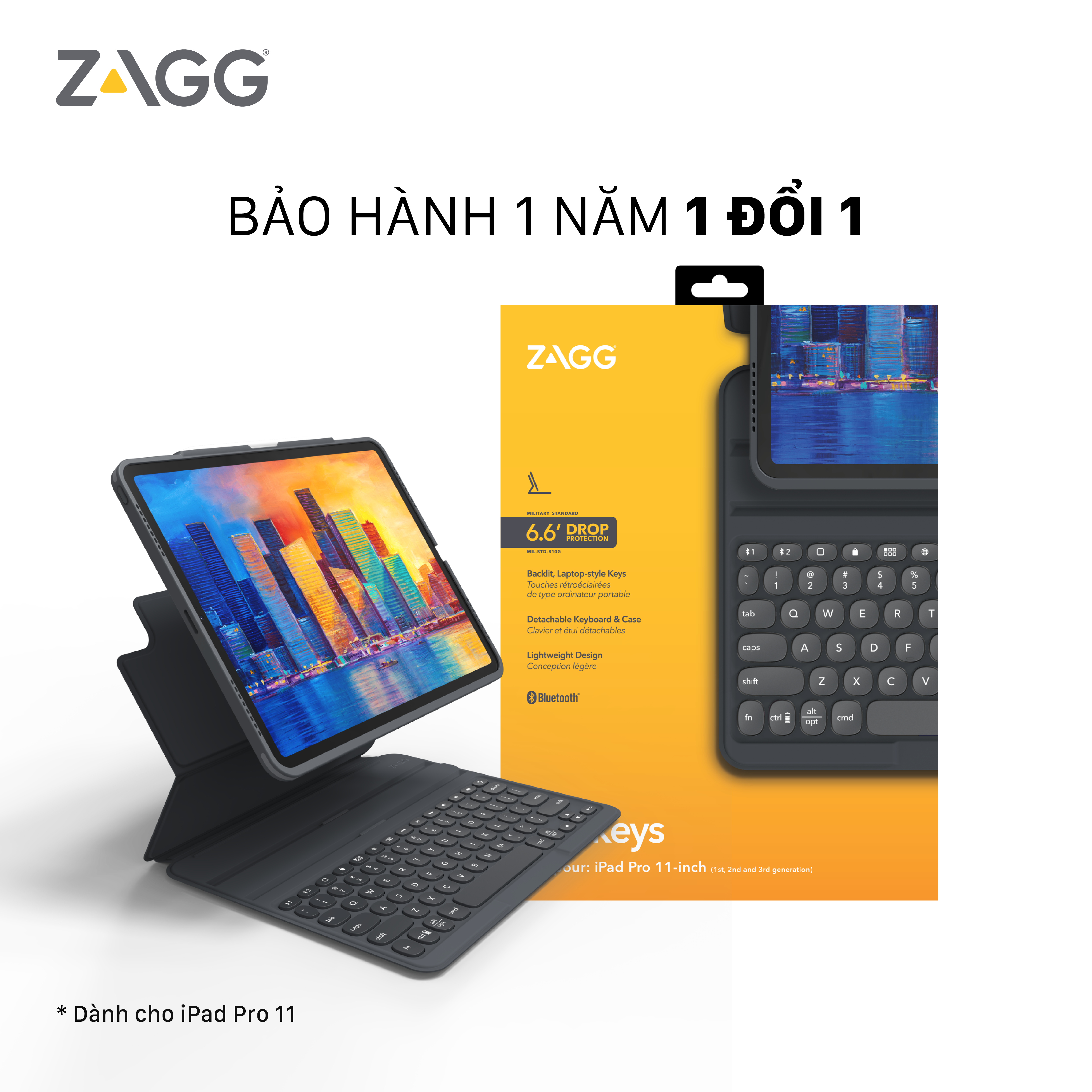 Ốp lưng kèm bàn phím ZAGG Pro Keys iPad Pro 11 inch - 103407976 - Hàng chính hãng