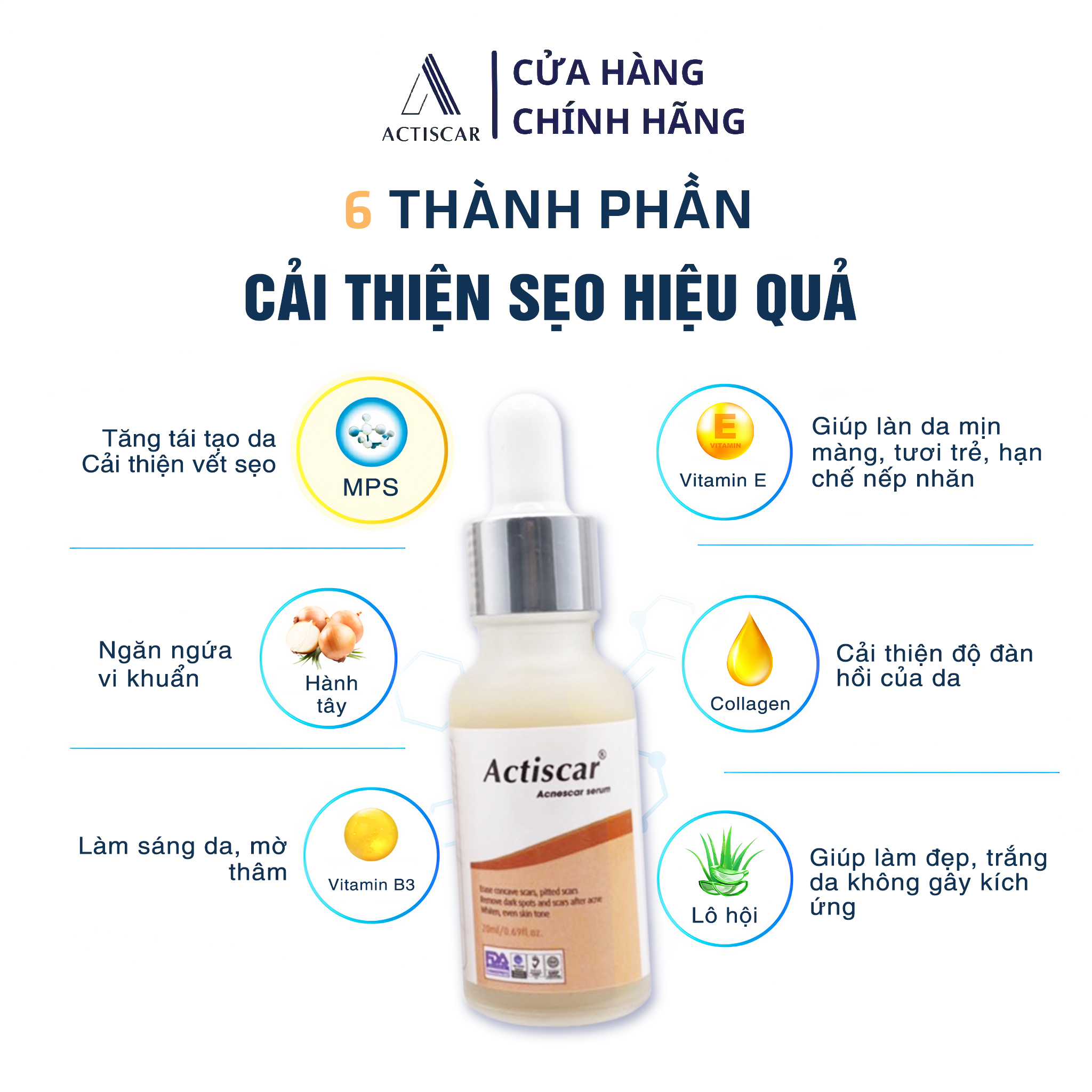 Serum Xóa Mờ Sẹo Lõm, Sẹo Rỗ Actiscar 20ml ( Màu cam)