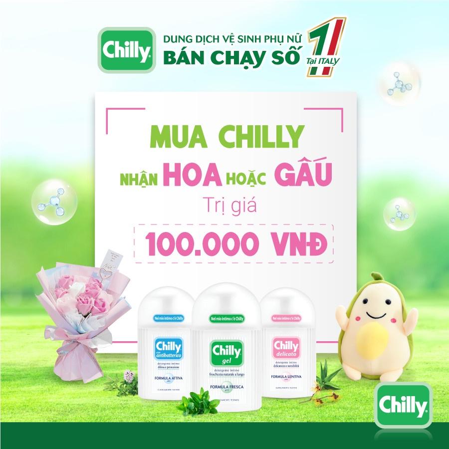 Dung dịch vệ sinh phụ nữ Chilly Gel - Se se lạnh, bùng tươi mát - số 1 tại Italy - (200ml/chai)