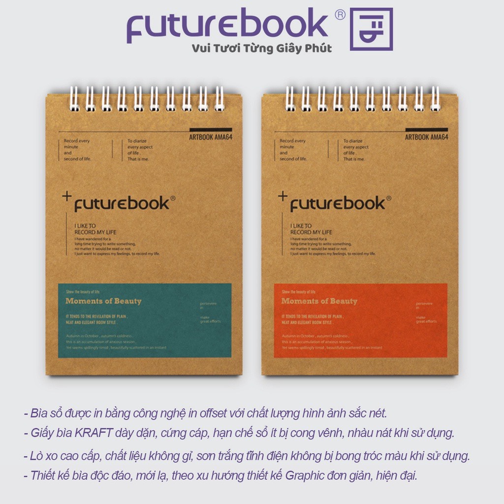 [Thanh lý Mẫu Cũ 2021] Sổ Lò Xo Art Book A6- Kẻ Ngang- 160 Trang. MSP: A6LX6 . VPP FUTUREBOOK. Giao mẫu ngẫu nhiên.