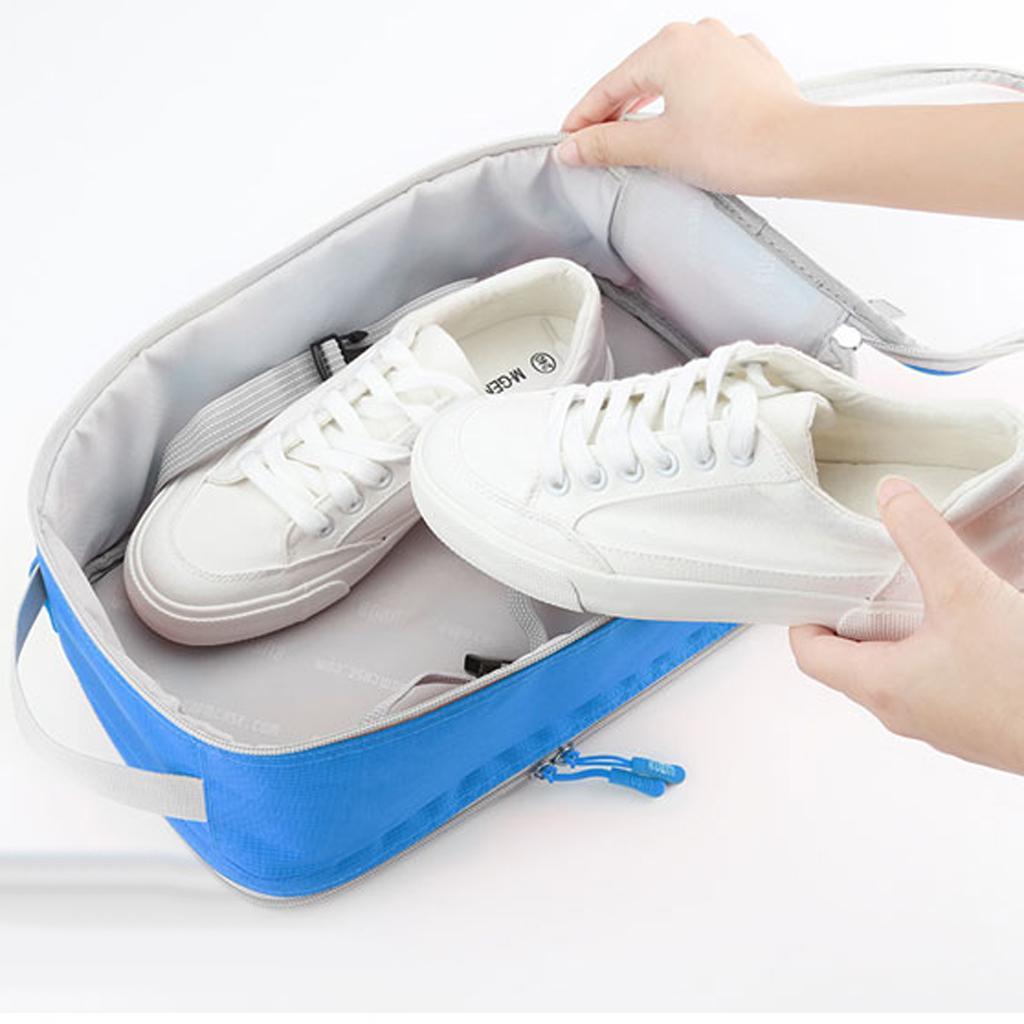 Shoe Bag Waterproof Travel Bag Shoe Organizer Case Holder 3 Pairs of Shoes-Blue